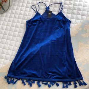 Royal blue racer back blue velvet dress